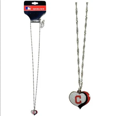 Cleveland Indians Guardians Necklace 18" Heart Style Charm Pendant MLB Merch - Image 1 of 4