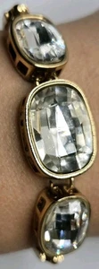 Vintage Bracelet GoldTone Sparkly Glass Rhinestone Length 23cm Adjustable Chain - Picture 1 of 10