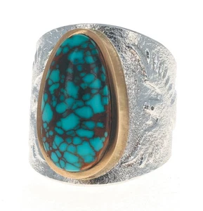 9.75 - Thunderbird Ring With High Grade Natural Royston Turquoise - Picture 1 of 5