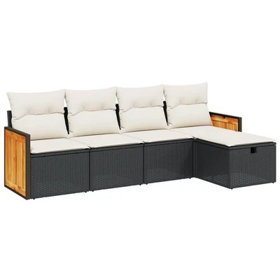 Patio Sofa Set with Cushions Outdoor Conversation Furniture Poly Rattan vidaXL - Image 1 of 4