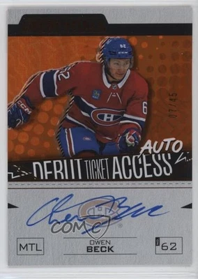 2024 UD Credentials Update Debut Ticket Access Orange 7/45 Owen Beck Auto - Image 1 of 3