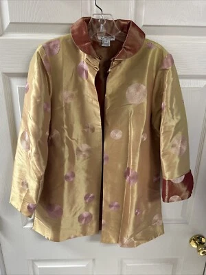 Grace Chuang NY Pink Yellow Open Front Jacket Coat Blazer Sz Small - Image 1 of 4