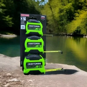 Combo Craftsman Tape Measure 12ft /16ft/25ft Hi Visibility - Picture 1 of 5