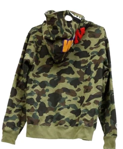 BAPE Minion Shark Sudadera con Capucha Cremallera Completa 1er Camuflaje Verde A Bathing Ape Talla XL Para Hombre - Imagen 1 de 2