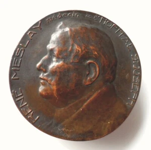 Francia medalla de bronce grande RENE MESLAY médico en el HOSPITAL SAN JOSÉ por Villandre - Imagen 1 de 6