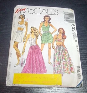 VTG McCall's EASY 6031 Misses Size B (8/10/12) Halter Top & Skirt/Shorts Pattern - Picture 1 of 4