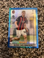 Alexis Saelemaekers 2020-21 Topps Merlin UCL Blue Shimmer RC /75 #15 AC Milan