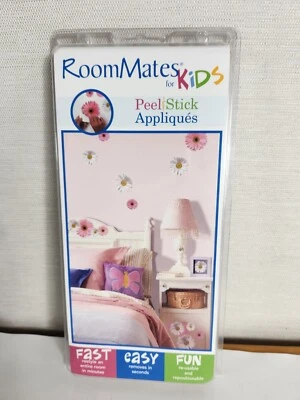 Companheiros de quarto para crianças apliques em bastão rosa branco margarida margaridas flores novo - Imagem 1 de 2