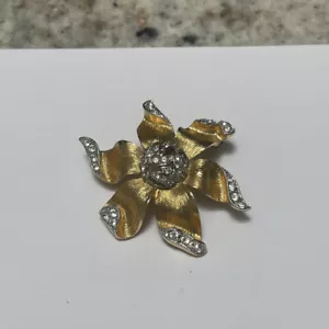Brosche Anstecknadel Strass/goldfarben Blume - Bild 1 von 10