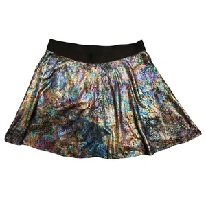 Justice Girl's Skater Skort Size 10 Metallic Foil Gold Purple Blue Green  Black - Picture 1 of 5