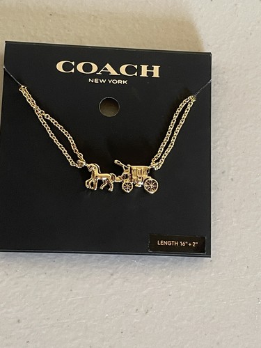 COLLANA COACH NEW YORK DOPPIA CATENA CAVALLO E CARROZZA TONO ORO 16”+2”