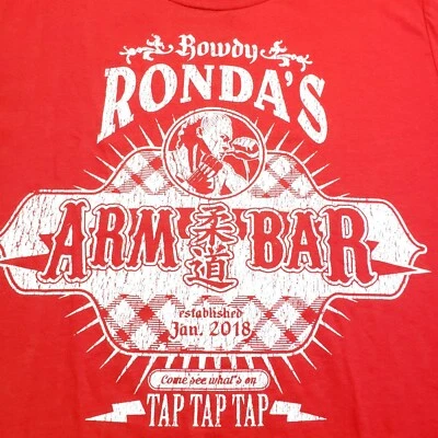 Womens M WWE Rowdy Ronda Rousey Red T-Shirt Slam Crate Lootcrate 2019 Arm Bar - Image 1 of 4