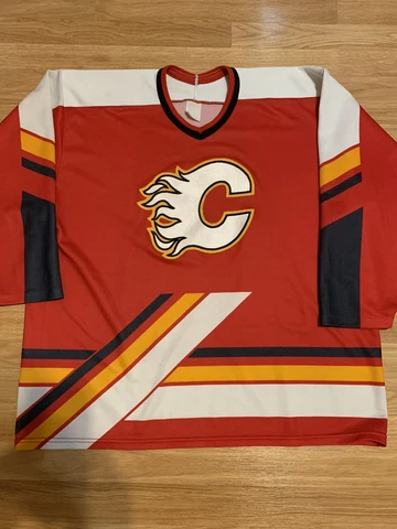 CCM Calgary Flames Pedestal NHL Hockey Jersey Vintage Red Away Adult Men’s XL Cover