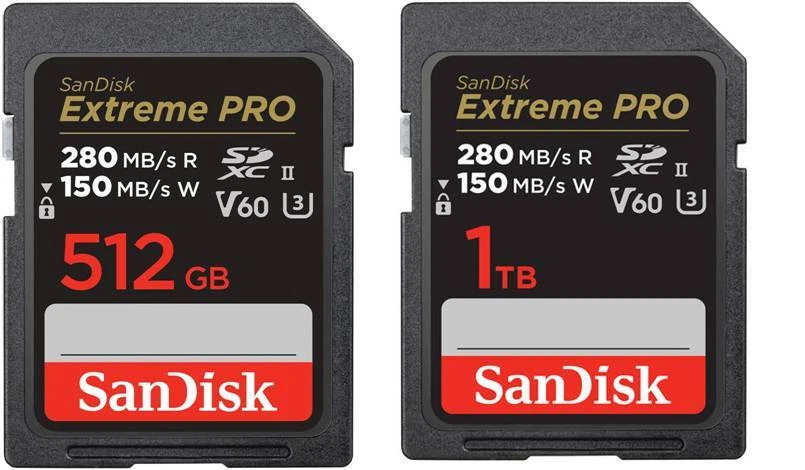 SanDisk SDXC Extreme PRO 280MB/s UHS-II Flash Memory Card 512GB 1TB - Image 1 of 1