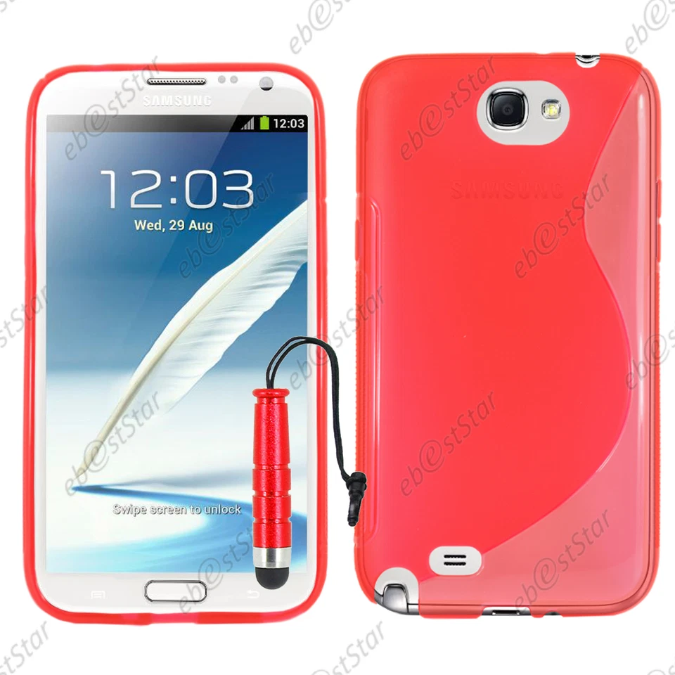 Etui Coque Silicone S-line Rouge pour Samsung Galaxy Note 2 + Mini Stylet - Photo 1/1