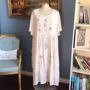 NWT Orange Creek cream short sleeves layered floral embroidered maxi dress 3XL - Picture 1 of 14