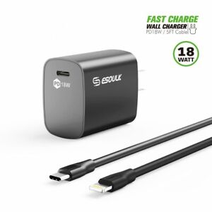Fast Wall Charger vs Cable  USB-C to 8 PIN (5FT) for IPhone 14 13 12 11 X 8 7. 