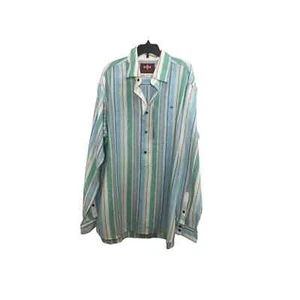 NWT Russell Simmons Argyle Culture Stripe 3/4 Button Down Shirt Cotton. SIze L - Picture 1 of 11