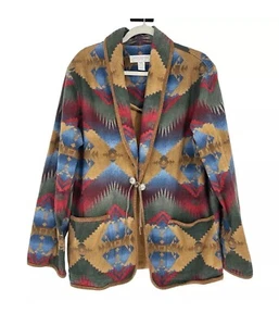 Vintage Women’s Jones Aztec Southwest Canvas Coat Size Med Oversized Blazer - Picture 1 of 11