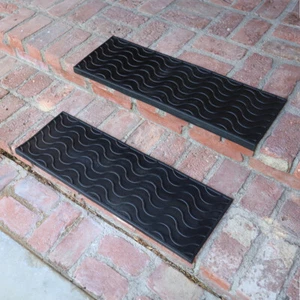 Rubber-Cal "Waves" Rubber Stair Mats - 9.75" x 29.125" - 6 pack - Picture 1 of 12