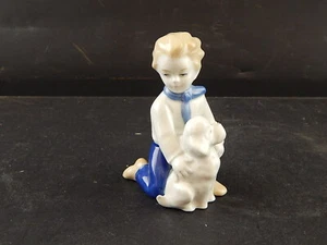 Vintage Collection German Porcelain Figurine Boy With Puppy - Picture 1 of 6