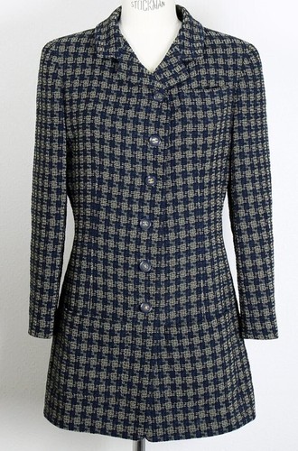 CHANEL 95A Coco Mix Tweed Cappotto Giacca Lana Taglia 40 Vintage Donna
