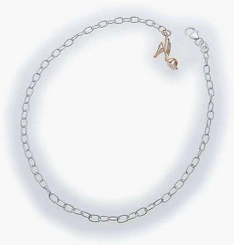 Cavigliera Con Alto Tacco Argento Sterling 925 Ancora 3,0mm 25cm Scarpa - Immagine 1 di 1