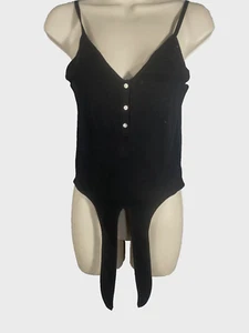 Olivaceous Tank Top Womens Small Black Tie Knot Waist Spaghetti Strap V-neck NWT - Picture 1 of 10