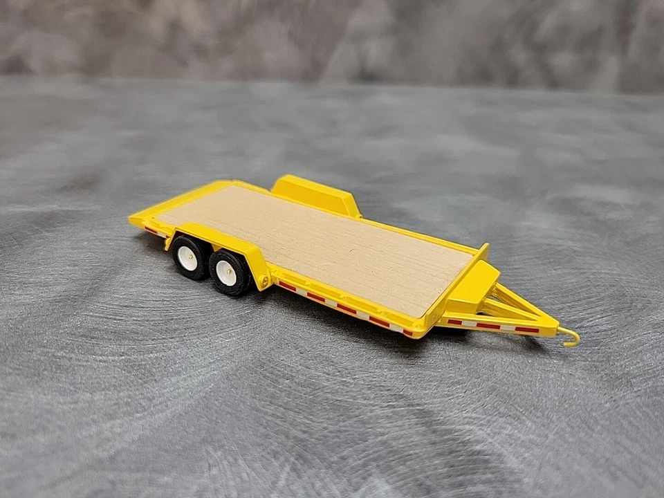 1/64 Custom scratch built Yellow Drop Deck Trailer Wood Deck 20' Foot - Image 1 of 4