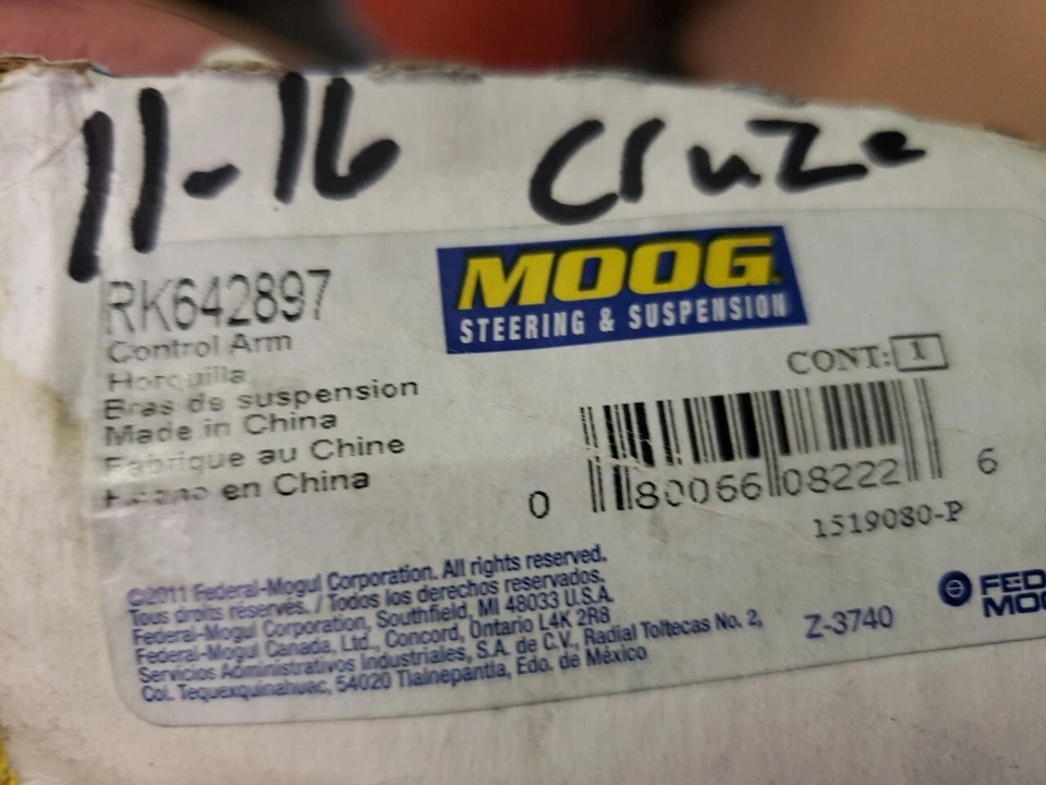 Suspension Control Arm fits 2011-2016 Chevrolet Cruze Cruze Limited  MOOG - Image 1 of 1