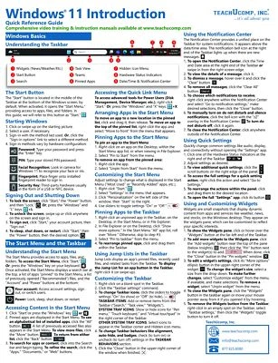 Windows 11 Training Guide Quick Reference Card 4 Page Cheat Sheet Instructions - Image 1 of 4