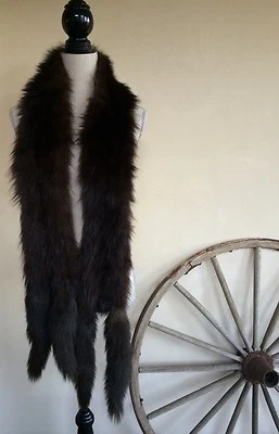 ESTOLA DE PIEL AUTÉNTICA AÑOS 20-30 DE COLECCIÓN 4 Colas Hermosa Suave Cálida Talla Única 80" ¡¡MUY RARA!!! Foto 1 de 4