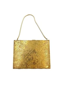 Scatola kit trucco ottone tono oro unica vintage antica chiusura usata da collezione - Foto 1 di 16