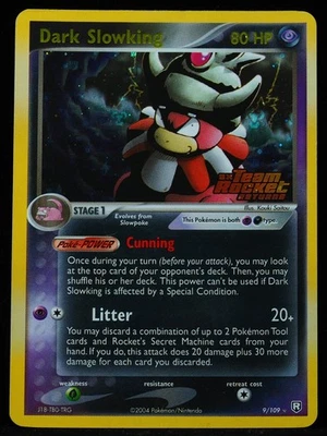 Tarjeta Pokémon Dark Slowking #9 casi nueva - holográfica inversa estampada Foto 1 de 3