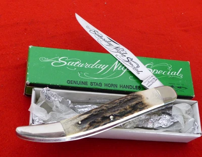 Faca de palito especial Parker feita no Japão 5-1/8" veado fechado sábado à noite estado perfeito - Imagem 1 de 4