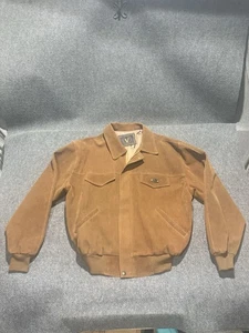 Vintage Alta Mods Italy Faux Suede Bomber Jacket Men’s Size XL Brown Full Zip - Picture 1 of 11