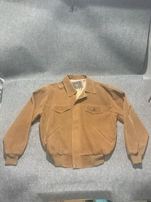 Vintage Alta Mods Italy Faux Suede Bomber Jacket  Men’s Size XL Brown Full Zip - Image 1 of 4