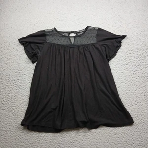 Kim & Camid Top Damen klein schwarz Kurzarm Tunika leichte Spitze - Bild 1 von 6