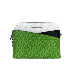 Michael Kors Jet Set Travel Medium X Dome Crossbody Signature MK Bag Green - Picture 1 of 4