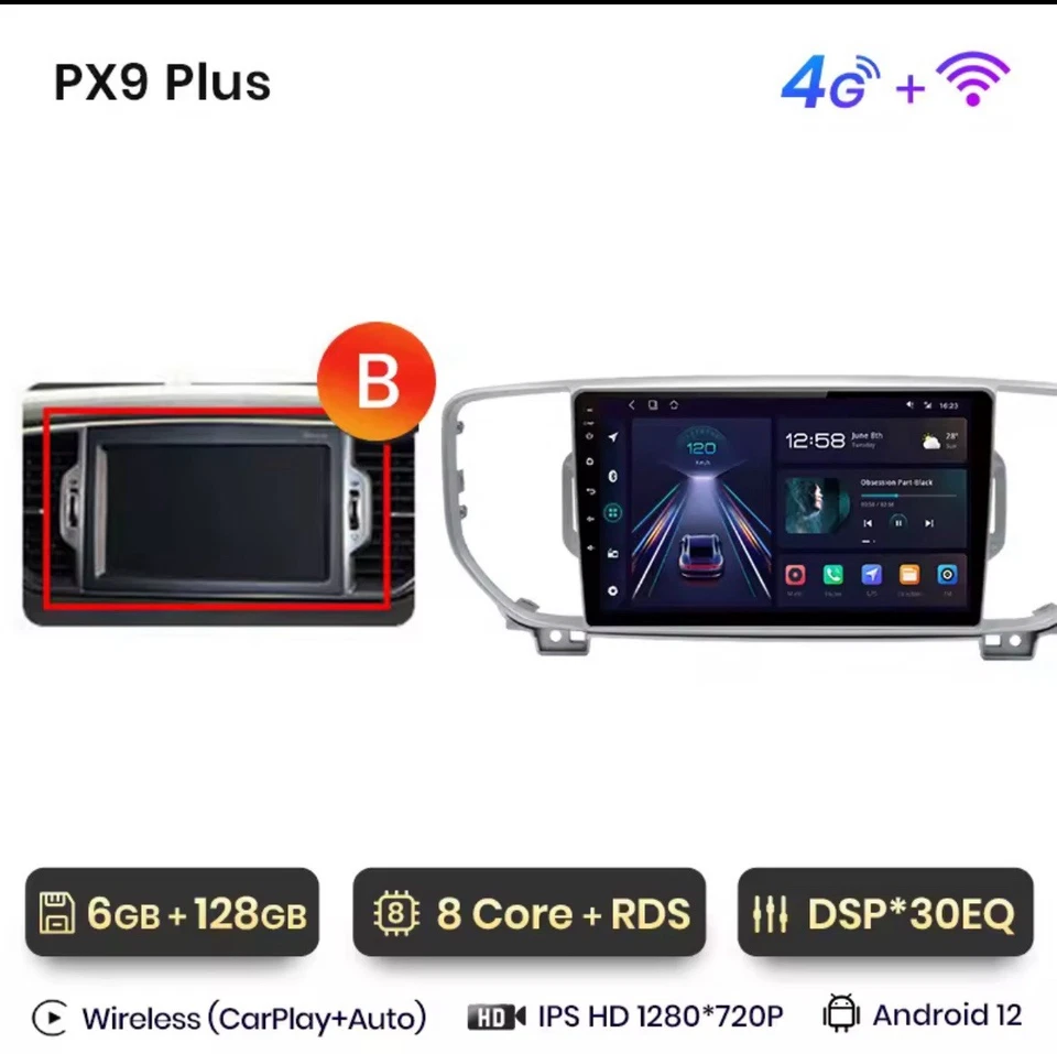 Autoradio Kia Sportage 2016-2021 4G+WIFI 6G+128GB Android 13 CarPlay-AndroidAuto - Immagine 1 di 4