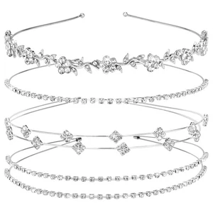 Diadema de diamantes de imitación plateada nupcial boda diadema cristal flor niña hojas... - Imagen 1 de 8