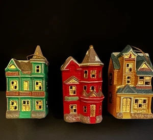 Victorian Village, Ceramic Mini Light Covers/3 Christmas Ornament Houses - Picture 1 of 6
