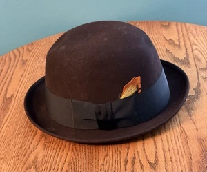 Gebrauchter brauner Filzhut für Herren mit schwarzem Band Royal Stetson Größe 7 1/8 - Bild 1 von 8