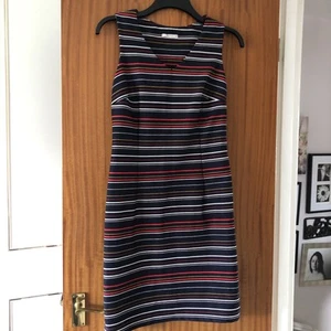 Tu Ladies Soft Jersey Style Navy & Red Nautical Striped Sleeveless Dress Size 10 - Picture 1 of 10