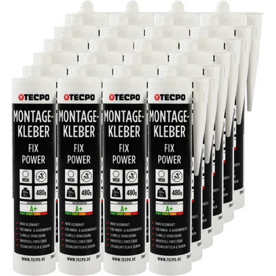 TECPO MONTAGEKLEBER FIX POWER 24x 480g UNIVERSAL BAUKLEBER STYROPOR-KLEBER WEIß - Bild 1 von 4