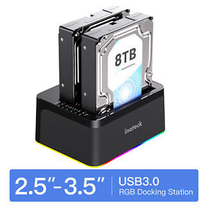 RGB SATA to USB 3.0 HDD Docking Station Offline Cloning 2.5" 3.5" HDD SSD UASP