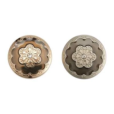 5pcs Flower Crystal Metal Button, Vintage Style for Sewing & DIY Crafts - Image 1 of 3