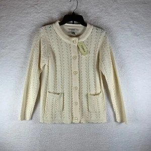 Vintage Jenny Women Button Up Ivory Knit Cardigan Sweater Size S NWT Cottagecore - Picture 1 of 8
