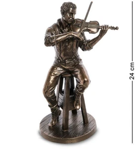 Figurine Veronese Violinist Resin Statue Sculpture Bronze 9" MADE IN ITALY - Picture 1 of 4