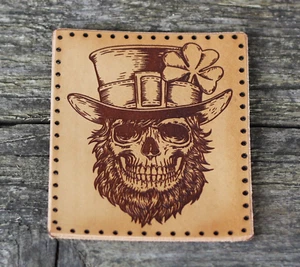 Skull leather patch, Skull sew, Rocker accessories, Motorcycle patches. - Picture 1 of 5
